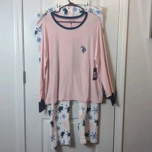 U.S. Polo Assn. Women's Long Sleeve Top & Plush Pant Pajama Sleep